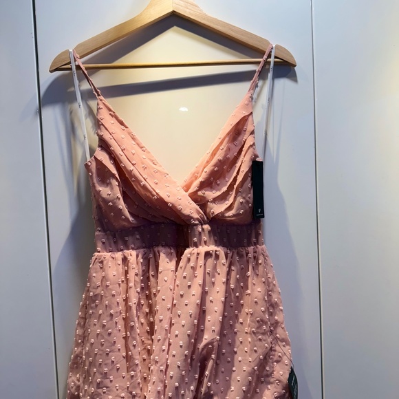 NWT S Lulus Love Stays True Pink Rose Swiss Dot Tiered Maxi Dress - Picture 8 of 16